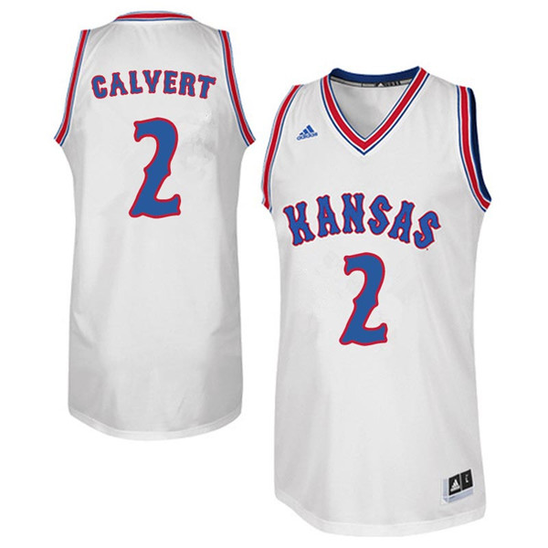 Men #2 McKenzie Calvert Kansas Jayhawks Retro Throwback College Basketball Jerseys Sale-White